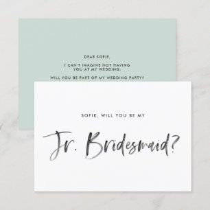 Brush Lettering Mint Will You Be My Jr Bridesmaid Invitation