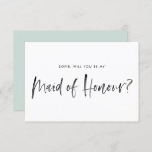 Brush Lettering Mint Will You Be My Maid of Honour Invitation