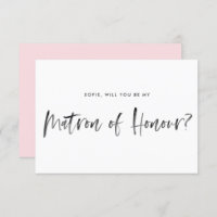 Brush Lettering Pink Be My Matron of Honour