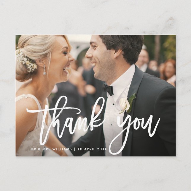 brush lettering | wedding thank you photo card (Front)