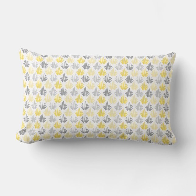 Brush Lined Pattern Yellow & Grey Lumbar Pillow (Front)