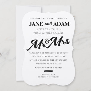 Brush Mr & Mrs Typography Wedding Invitation
