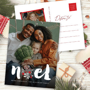Brush Noel Christmas Rustic Holiday Photo Postcard