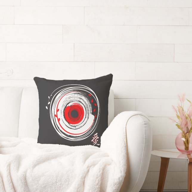 Brush Painted Vinyl Record With The Word Love Cushion (Couch)