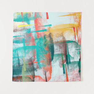 Brush painting. Artistic canvas mix unique form. O Tapestry