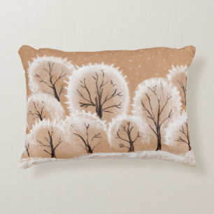 Brush painting. Artistic canvas. Oil art. Decorative Cushion