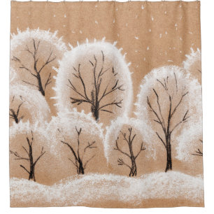 Brush painting. Artistic canvas. Oil art. Shower Curtain