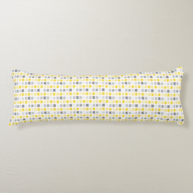 Brush Pattern Yellow & Grey Body Pillow (Front)
