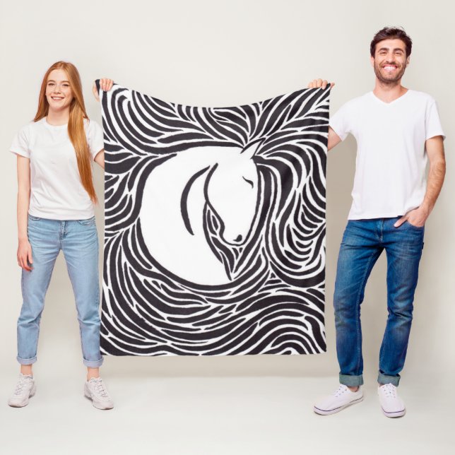 Brush Pen Horse Fleece Blanket (In Situ)