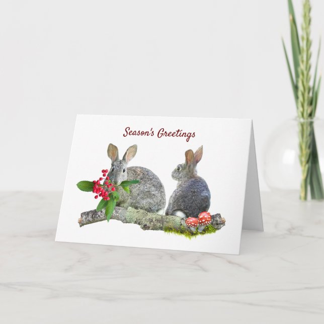 Brush Rabbits Season's Greetings Card (Front)