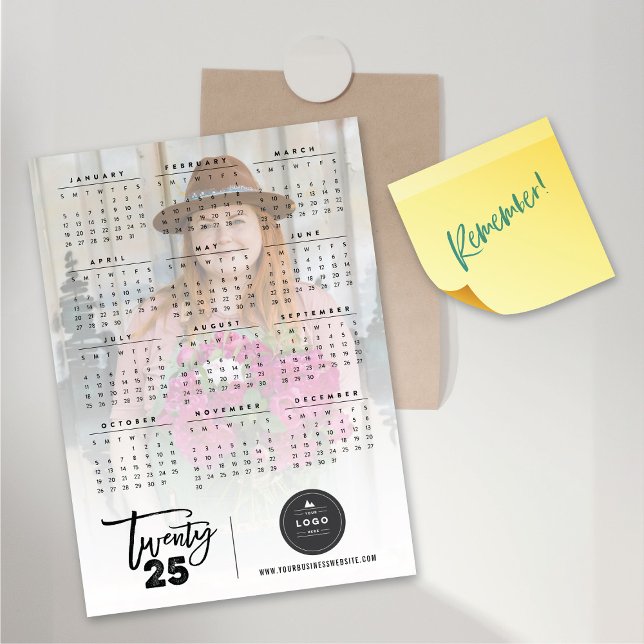 Brush Script 2025 Calendar Photo Magnetic Card (Brush Script 2025 Calendar Photo Magnetic Card @ fat_fa_tin)