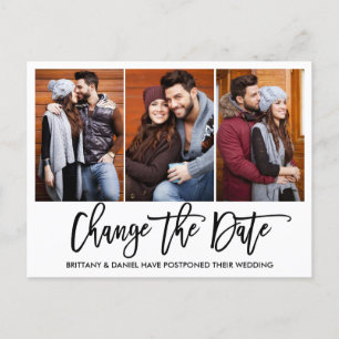 Brush Script 3 Photo Change The Date Photo Postcard