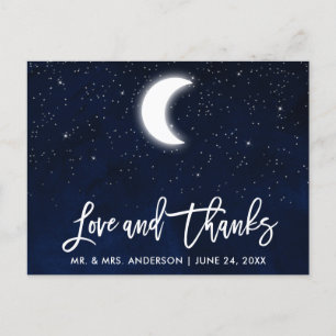 Brush Script Celestial Wedding Love and Thanks Postcard