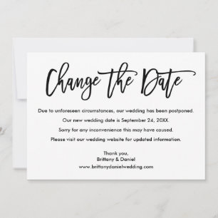 Brush Script Change The Date New Wedding Date Card
