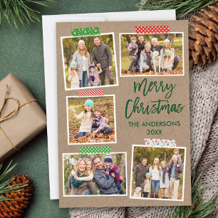 Brush Script Craft Tape Merry Christmas Kraft Holiday Card
