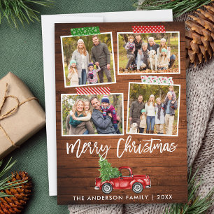 Brush Script Craft Tape Wood Christmas Truck Holiday Card