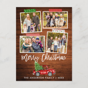 Brush Script Craft Tape Wood Christmas Truck Postcard