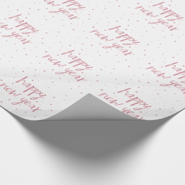 Brush Script Faux Rose Gold Glitter Wrapping Paper (Corner)