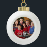 Brush Script Feliz Navidad Photo Ceramic Ball Christmas Ornament<br><div class="desc">Modern Brush Script Feliz Navidad Photo Ornament</div>