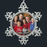 Brush Script Feliz Navidad Photo Snowflake Pewter Christmas Ornament<br><div class="desc">Modern Brush Script Feliz Navidad Photo Snowflake Ornament</div>