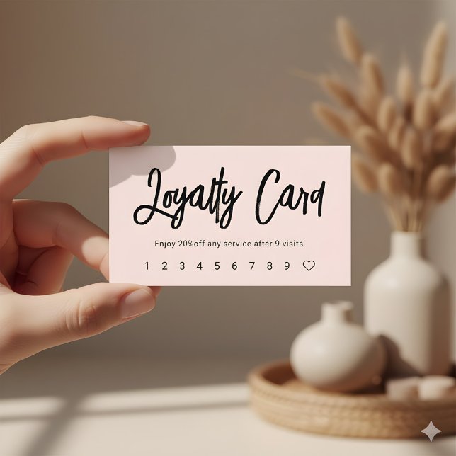 Brush Script Girly Blush Pink Loyalty Card (Creator Uploaded)