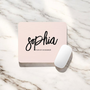 Brush Script Girly Blush Pink Mouse Pad