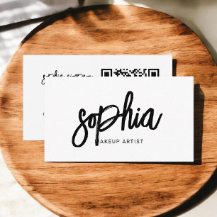 Brush Script Girly White Business Card