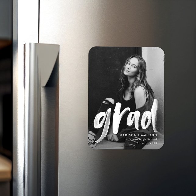 Brush Script Grad Photo Graduation Magnet (Creator Uploaded)