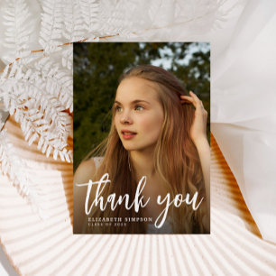 brush script graduation thank you photo card