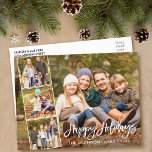 Brush Script Happy Holidays Family 4 Photo Postcard<br><div class="desc">Modern Brush Script Happy Holidays Family 4 Photo Postcard</div>