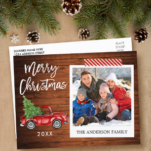 Brush Script Instant Photo Christmas Tape Truck Postcard