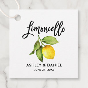 Brush Script Lemon Wedding Limoncello Square Tags