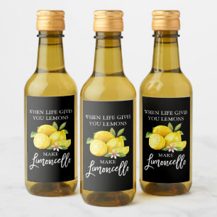 Brush Script Limoncello Black Mini Bottle Label