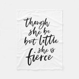 Brush Script Little But Fierce William Shakespeare Fleece Blanket