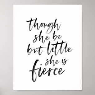 Brush Script Little But Fierce William Shakespeare Poster
