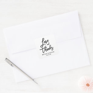 Brush Script Love and Thanks Envelope Seals