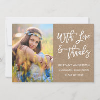 Brush Script Love Thanks Graduation Kraft