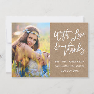 Brush Script Love Thanks Graduation Kraft Thank You Card