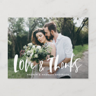 Brush Script Love & Thanks Photo Wedding Thank You Postcard