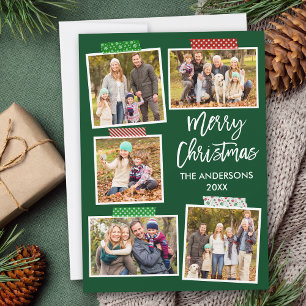 Brush Script Merry Christmas Craft Tape Green Holiday Card