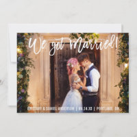 Brush Script Modern We Got Married Couple Photo