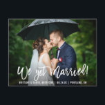 Brush Script Modern We Got Married Photo Postcard<br><div class="desc">Modern Brush Script We Got Married Elopement Announcement Photo Postcard</div>