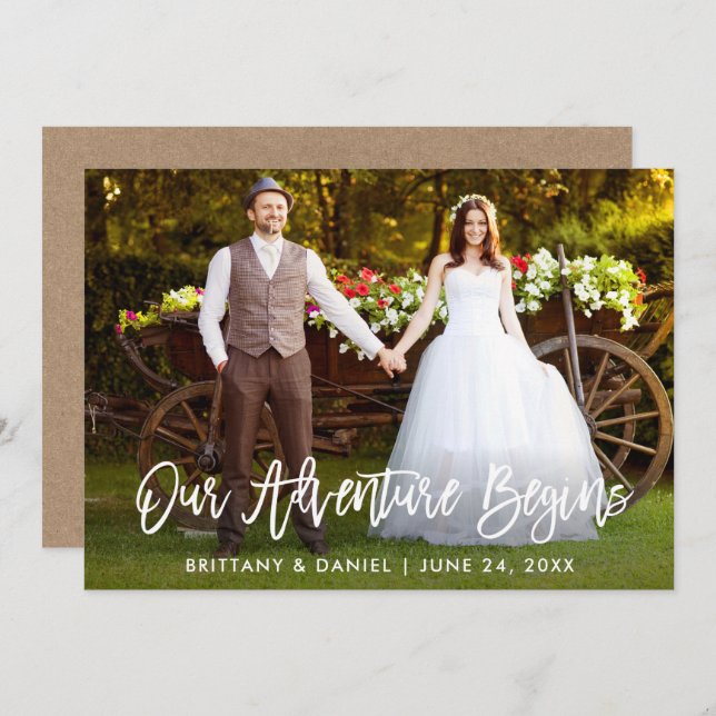 Brush Script Our Adventure Begins Kraft Card (Front/Back)