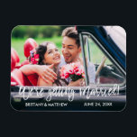 Brush Script Save the Date We're Getting Married Magnet<br><div class="desc">Modern Brush Script We're Getting Married Engagement Announcement Save The Date Photo Magnet</div>