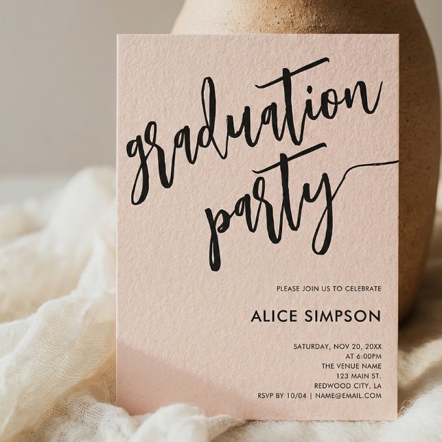 Brush Script Simple Photo Graduation Party Invitation (Creator Uploaded)