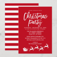 Brush Script Star Santa Christmas Party Striped