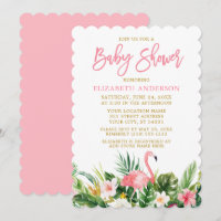 Brush Script Tropical Floral Baby Shower Gold
