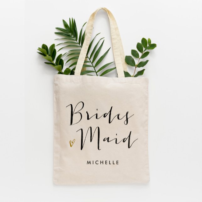 Brush Script Typography "Bridesmaid" Tote Bag (Creator Uploaded)