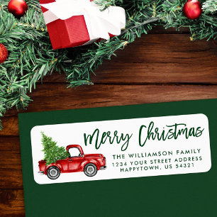 Brush Script Vintage Truck Christmas Green