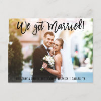 Brush Script We Got Married Couple Photo
